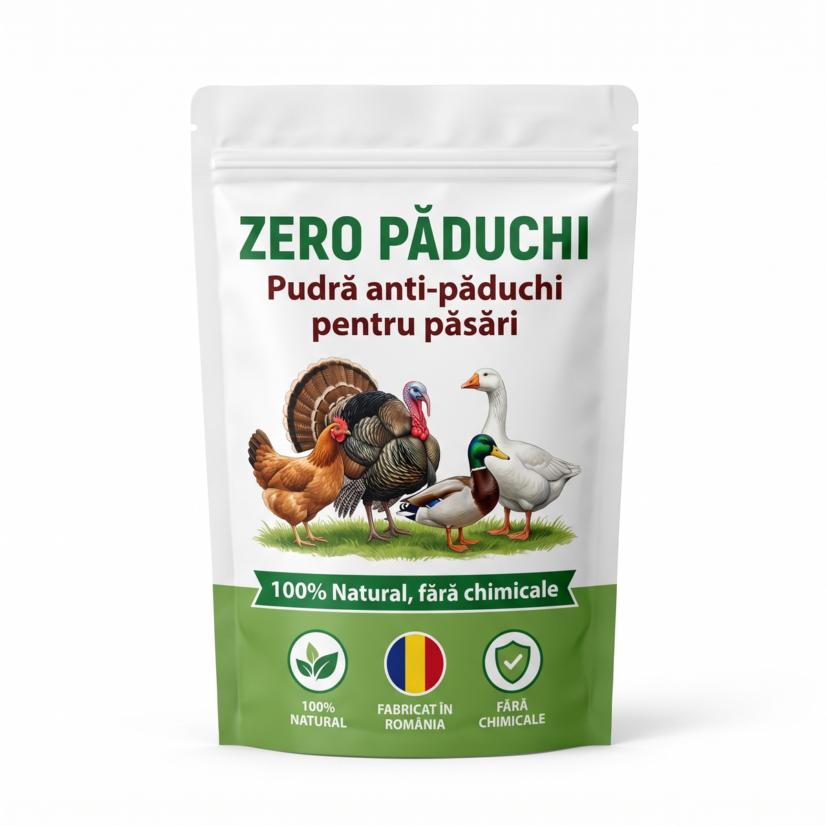 Pudră Naturală Anti-Păduchi pentru Păsări - 2+1 Cadou