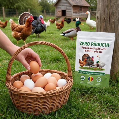 Pudră Naturală Anti-Păduchi pentru Păsări - 2+1 Cadou