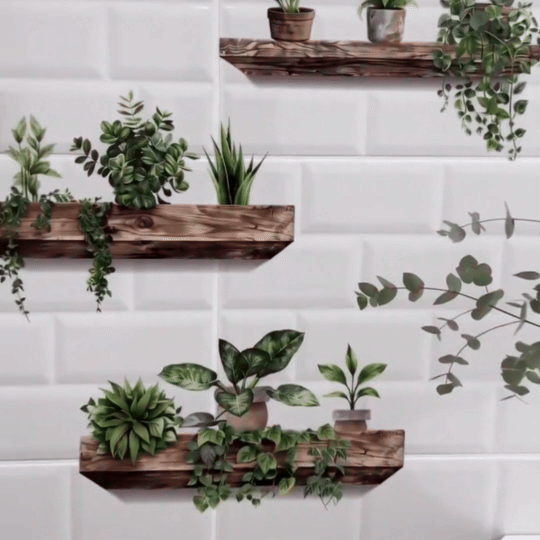 Set 3 Tablou Decorativ 3D Autoadeziv cu Plante