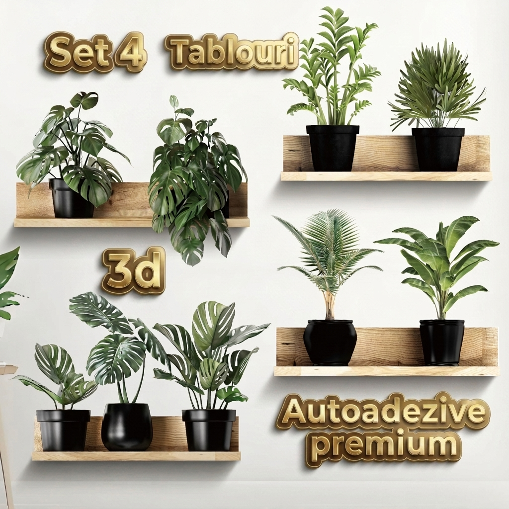 Set 4 Tablou Decorativ 3D Autoadeziv