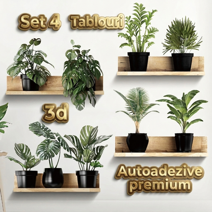 Set 4 Tablou Decorativ 3D Autoadeziv