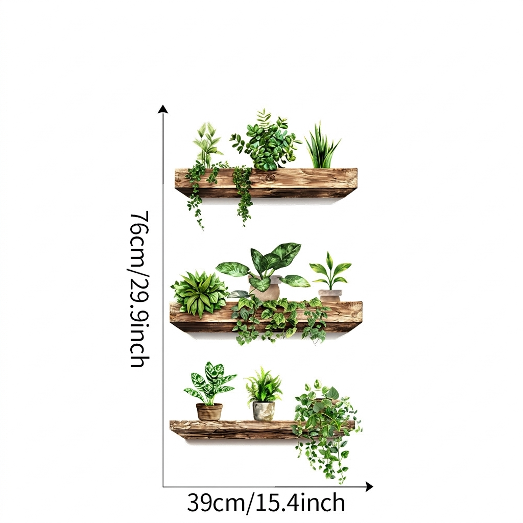 Set 3 Tablou Decorativ 3D Autoadeziv cu Plante